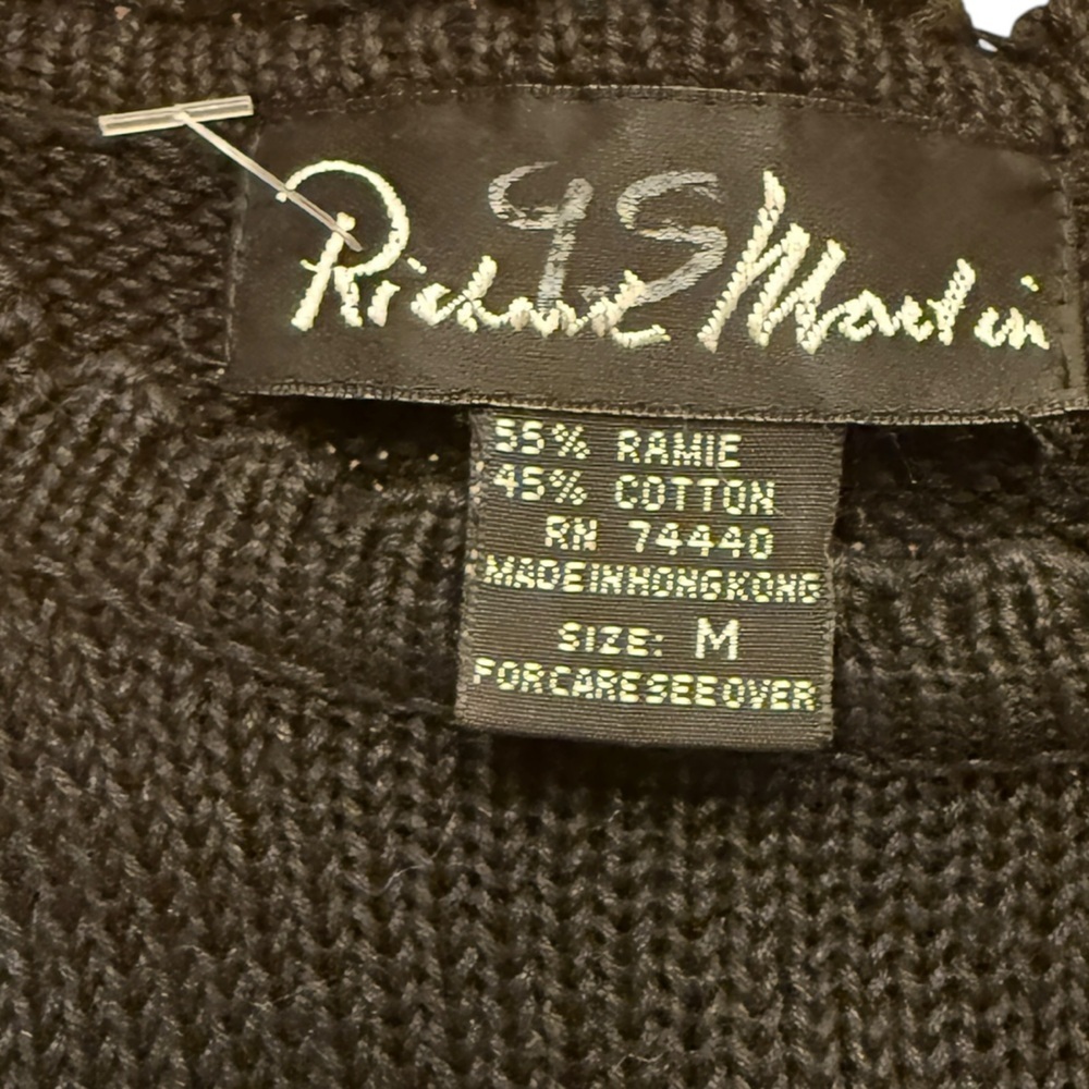 Richard Martin Women’s Medium Black Sweater w/ Multi Color Roses Size M Vintage - Picture 7 of 13